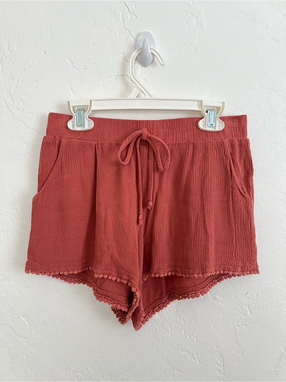 BeBop High-Waist Drawstring Shorts in Coral